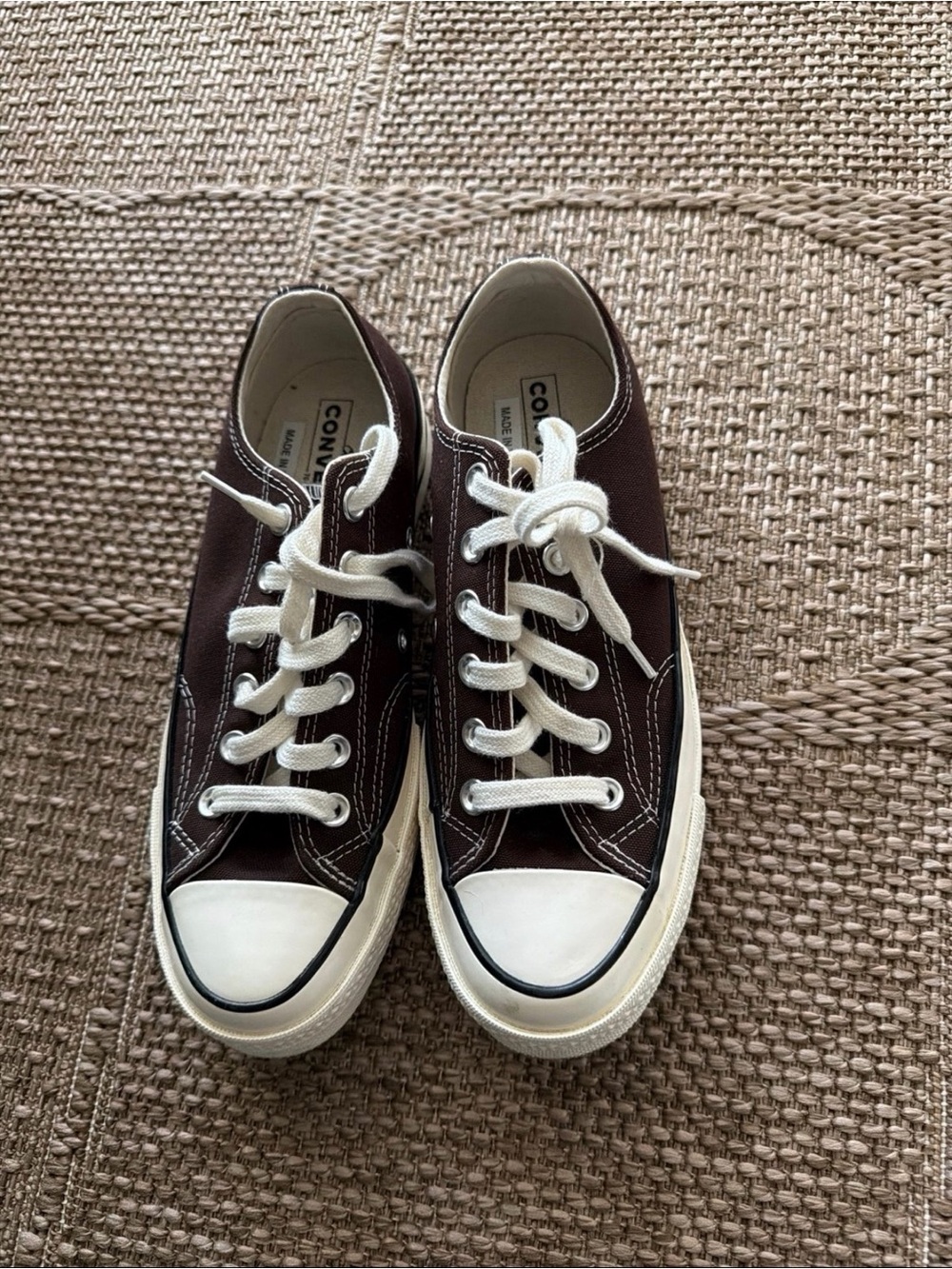 Converse Kids Low-Top Canvas Sneakers in Brown with White Accents